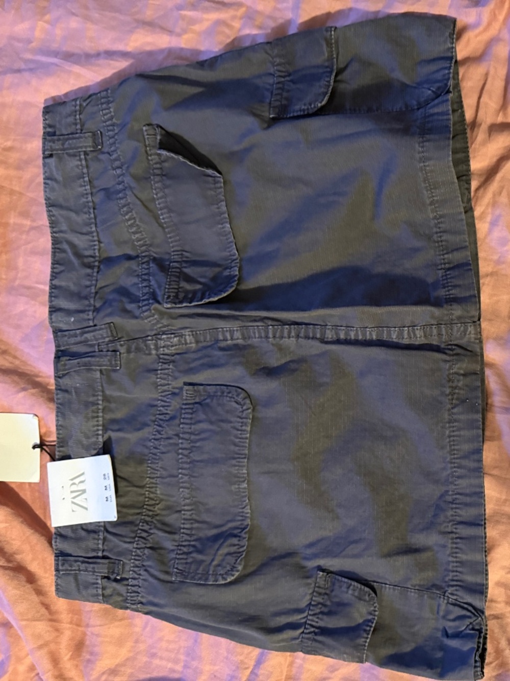 Zara charcoal gray cargo mini skirt